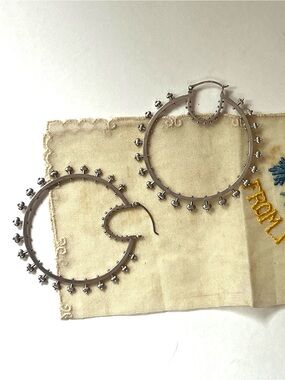 Tribal Design Sterling Silver XL Double Hoop Earrings